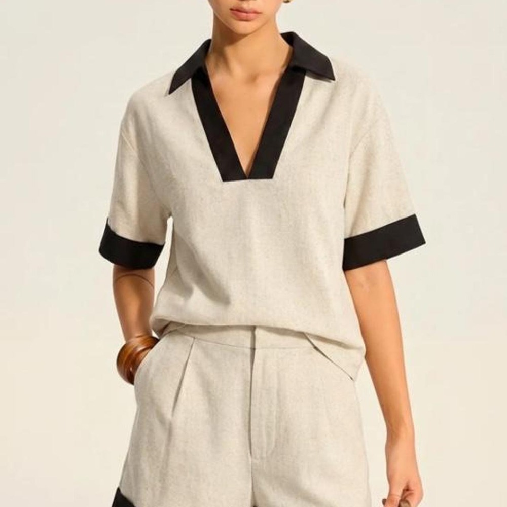Commense Cotten set Cream with black trim with tag